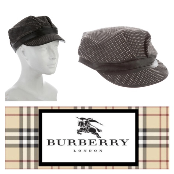 Burberry Accessories Authentic Burberry Studded Leather Newsboy Hat
